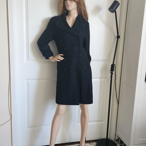 Edina Ronay London Black Wool Double-Breasted Pea Coat Small S - Picture 14 of 14